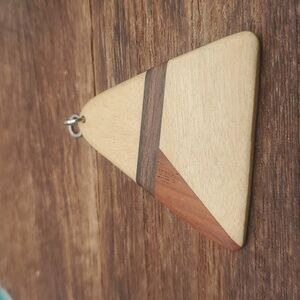 Wooden pyramid folksy‎ necklace pendant